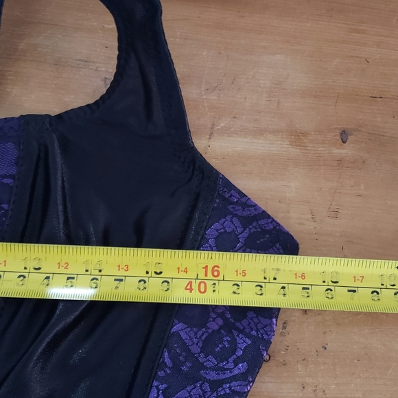 Small Purple Black Lace Print Corset Bustier Waist Trainer with Straps NWOT - Picture 3 of 11